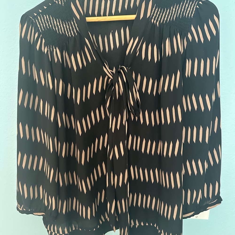 The Limited Black and Cream Patterned Blouse